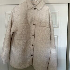 H&M Cream Cardigan Sweater Plush Texture